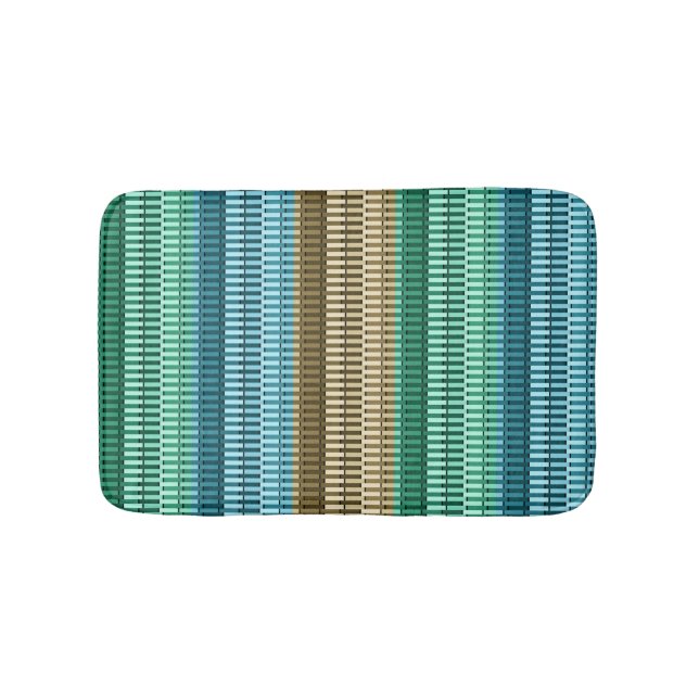Tapis De Bain Bleu Jaune Vert élégant Moderne Motif Abstrait (Devant)