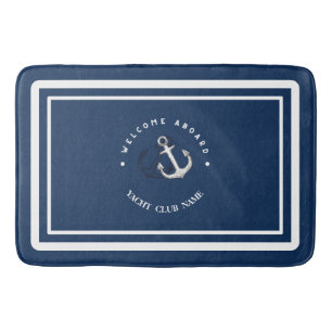 Tapis De Bain Bleu Marine Ancre nautique club bateau marina