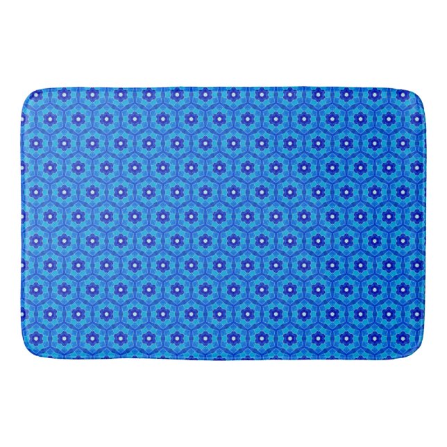 Tapis De Bain Bleu Marocain Rose Carrelage Bain Mat (Devant)