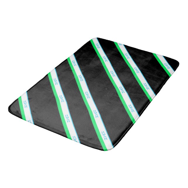 Tapis De Bain Bleu minimal Vert noir Grande bande texte Japon (Angle)