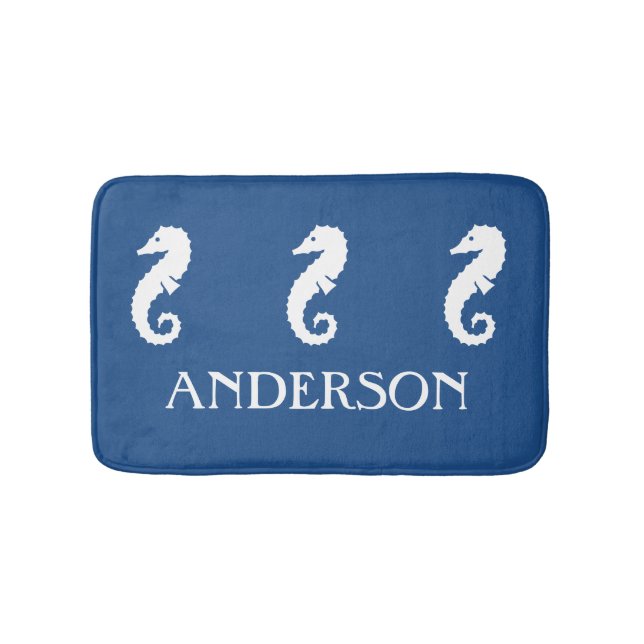 Tapis de bain bleu nautique de créature de mer (Devant)