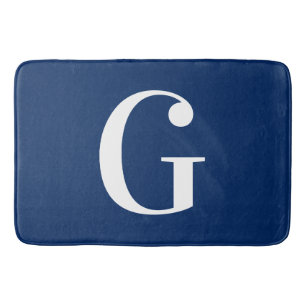 Tapis De Bain Bleu Nuit et Grand Monogramme G Blanc