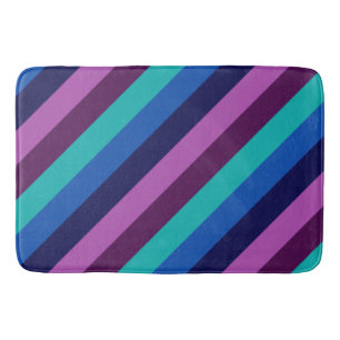 Tapis De Bain Bleu pourpre Turquoise rayures Grand Mat de bain