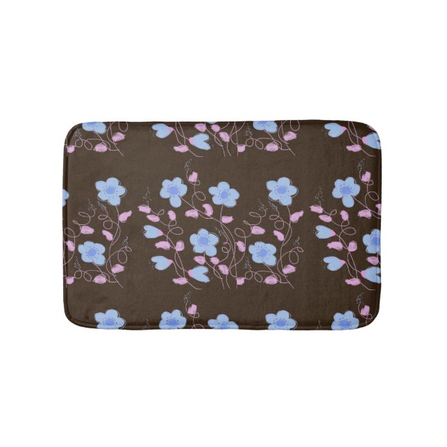 Tapis De Bain Bleu Rose Et Chocolat Brown (Devant)