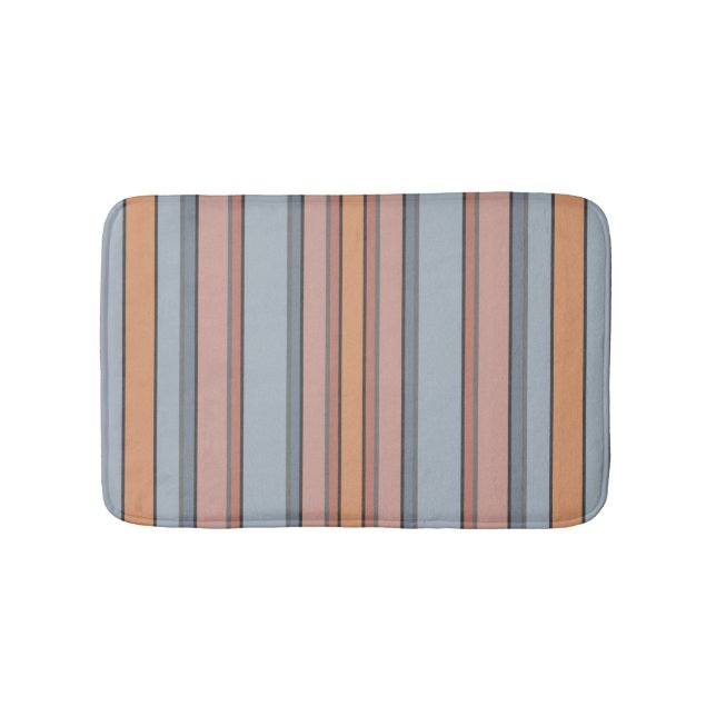 Tapis De Bain Bleu rose gris Couleur Blocage Blocs Verticaux (Devant)