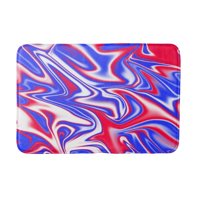 Tapis De Bain Bleu rouge Motif marbrée, (Devant)