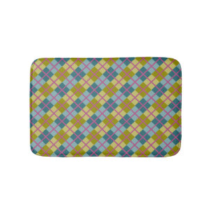 Tapis De Bain Bleu sarcelle or jaune magenta motif