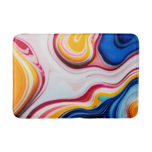 Tapis De Bain Bleu tendance rose jaune faux marbre blanc