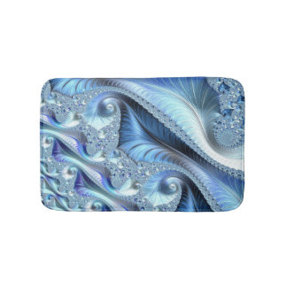 Tapis De Bain Bleu Trippy Psychédélique Art Fractal Fin