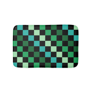 Tapis De Bain Bleu vert À damiers En vichy Motif