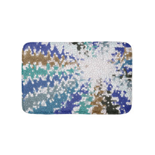 Tapis De Bain Bleu Vert Jaune Motif Unique
