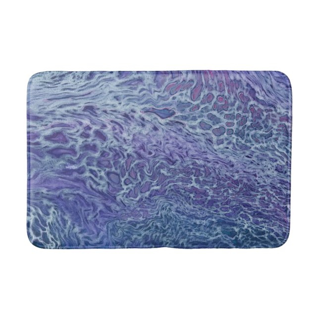 Tapis De Bain Bleu & Violet Acrylique Abstrait Fluid Art (Devant)