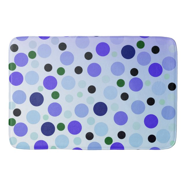 Tapis De Bain Bleu Violet Et Vert Pois, (Devant)