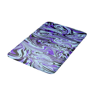 Tapis De Bain Bleu violet noir Elégant Aquarelle Motif