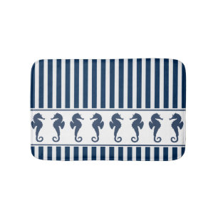 Tapis De Bain Bleus de la Marine et Chevaux de mer