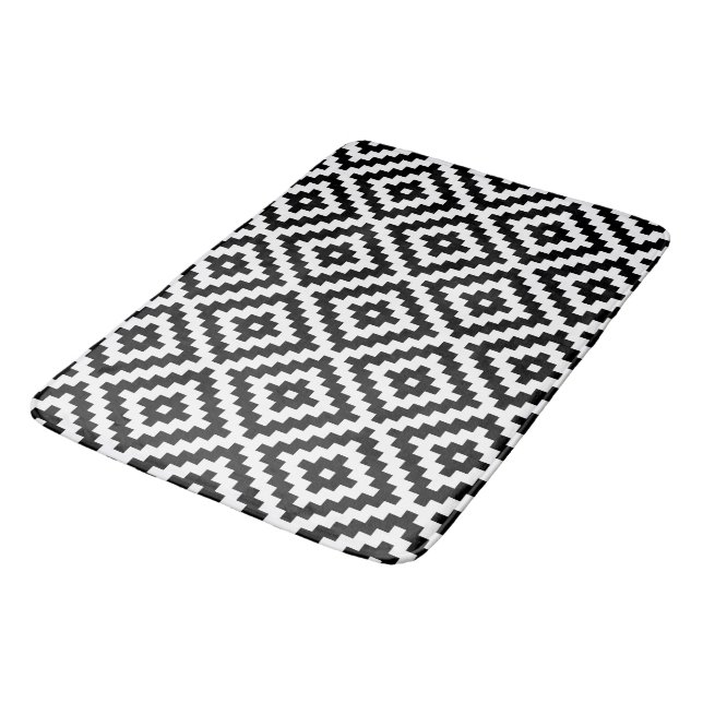 Tapis De Bain Bloc aztèque Ptn de symbole noir et blanc I (Angle)