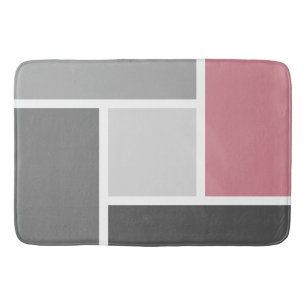 Tapis De Bain Bloc de couleur moderne Mosaïque Dusté rose gris b