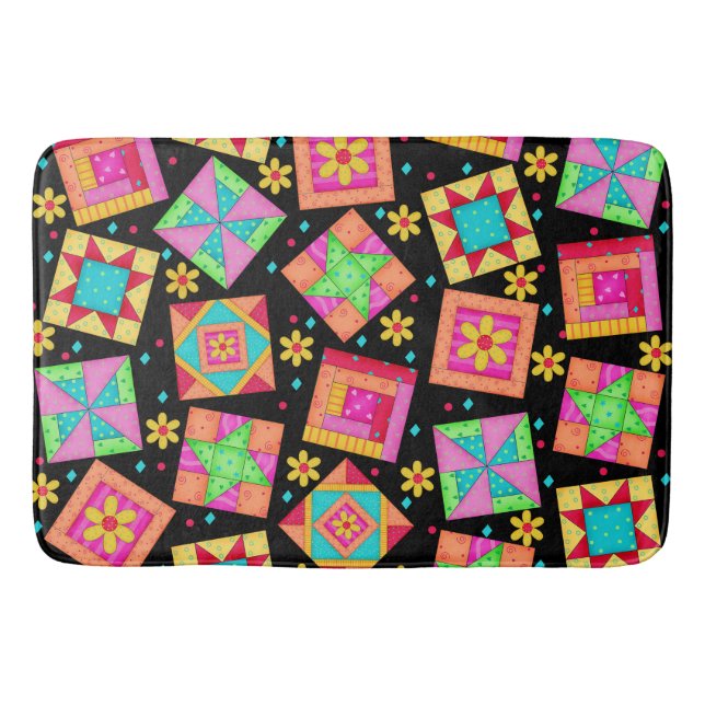 Tapis De Bain Blocs en quadrichromie noir (Devant)
