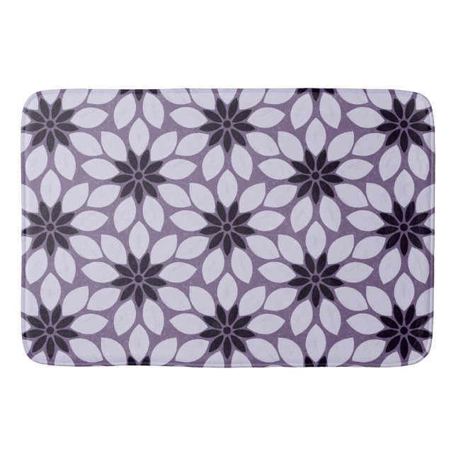 Tapis De Bain Bloquer l'impression Fleurs carrelées violet (Devant)