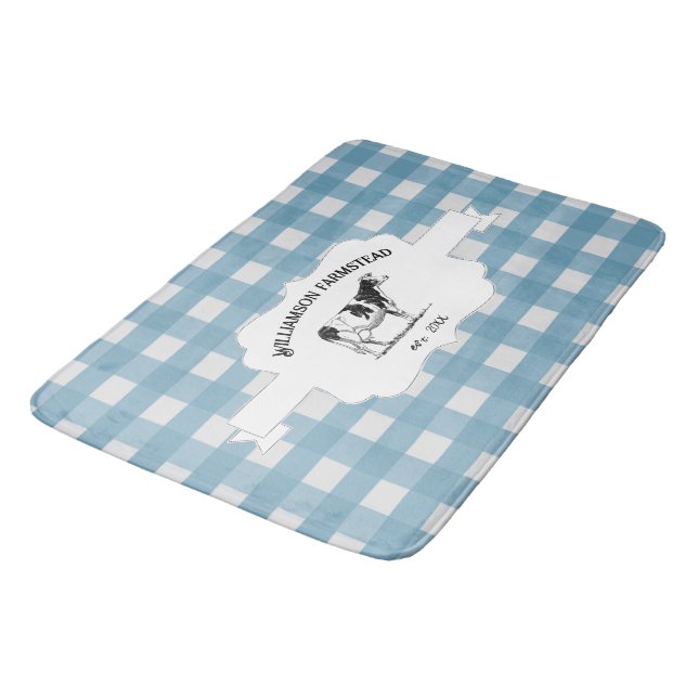 Tapis De Bain Blue Buffalo Plaid Farm Vache Mat (Angle)