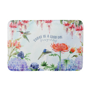 Tapis De Bain Blue Hydrangea Floral Aujourd'hui est un jardin de
