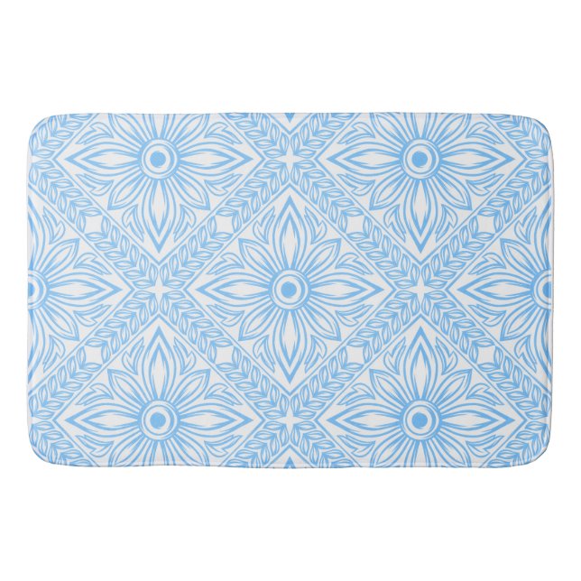 Tapis De Bain Blue Mediterranean Italian Tile Decorative Pattern (Devant)