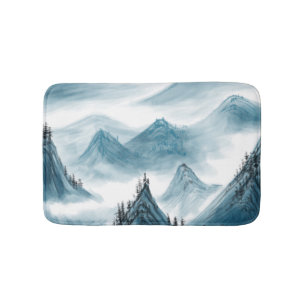 Tapis De Bain Blue Mountains Paysage Peinture Chinoiserie