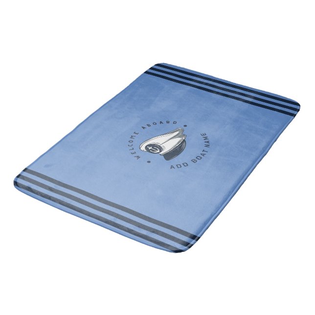 Tapis De Bain Blue Navy Ancre nautique yacht club voile (Angle)