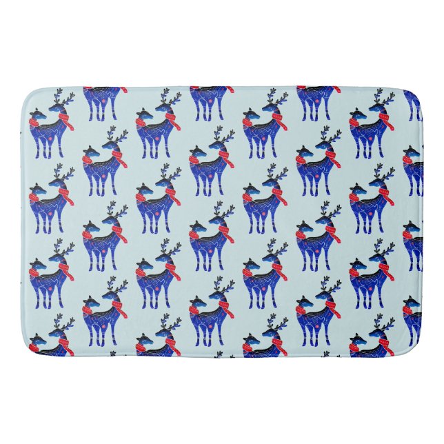 Tapis De Bain Blue Nordic Reindeer Pair Motif (Devant)