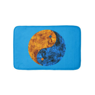 Tapis De Bain Blue Orange Fire Yin Yang Bath Mat