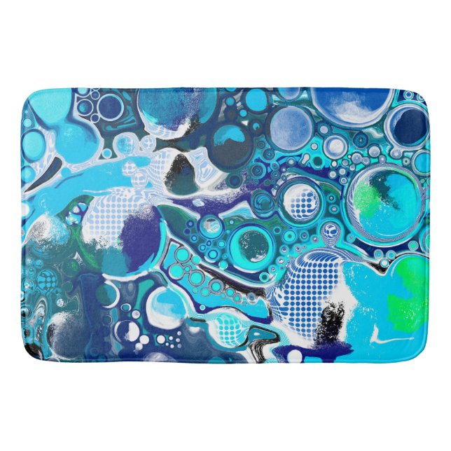 Tapis De Bain Blue Sea bulles Art Abstrait (Devant)