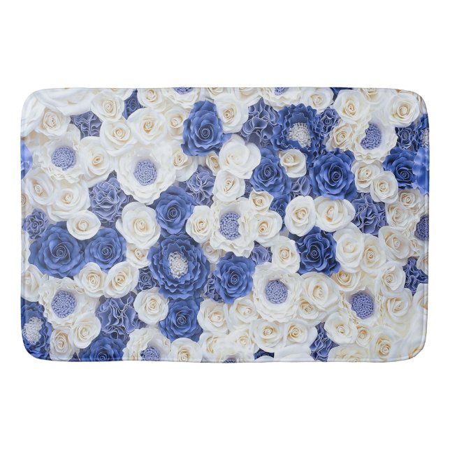 Tapis De Bain Blue White Fowers Élégante fille (Devant)