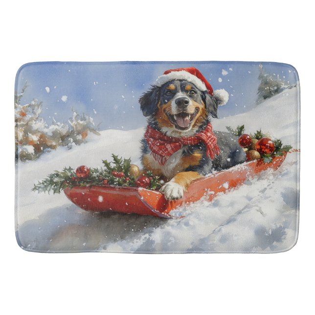 Tapis De Bain Bluetick Coonhound Dog dans Sledge Noël (Devant)