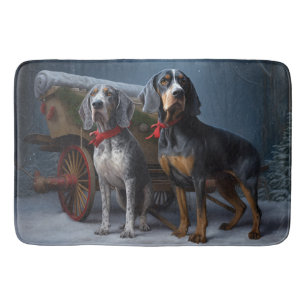 Tapis De Bain Bluetick Coonhound enneigé Noël décoration de traî