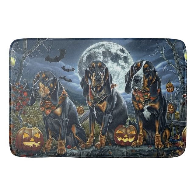 Tapis De Bain Bluetick Coonhound Halloween Éffrayant (Devant)