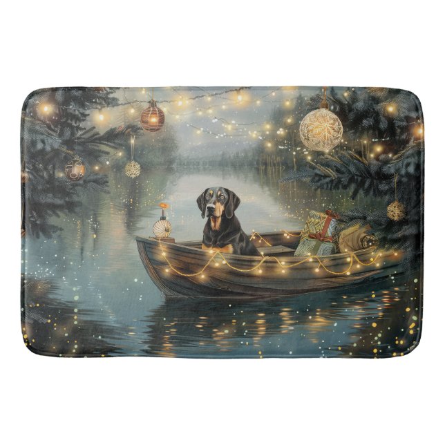 Tapis De Bain Bluetick Coonhound Noël Festive Voyage (Devant)