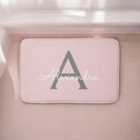 Blush Rose Gris Moderne Écriture Féminine Monogram