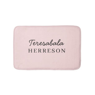 Tapis De Bain Blush Rose Monogramme Moderne Minimaliste Féminine