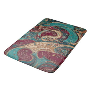 Tapis de bain bohème aux tons de bijoux ornés