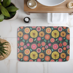 Tapis De Bain Boho chic chic Scandi folk floral gras et coloré
