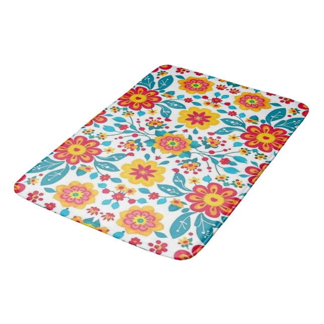 Tapis De Bain Boho Floral Mexicain (Angle)
