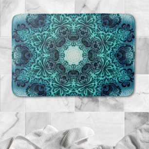 Tapis De Bain Boho floral paisley turquoise turquoise mandala da