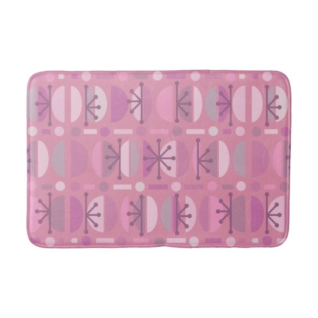Tapis De Bain Boho Retro Bowls Lignes Rose (Devant)