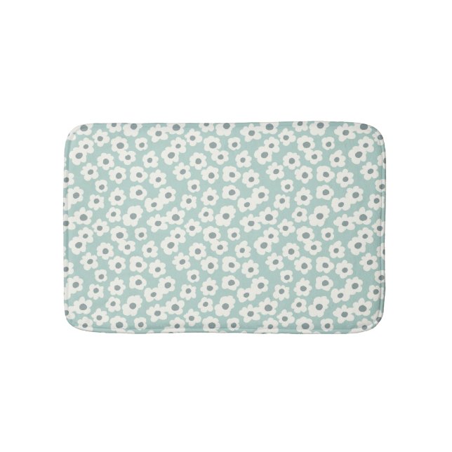 Tapis De Bain Boho tendance Sage vert blanc gris floral (Devant)