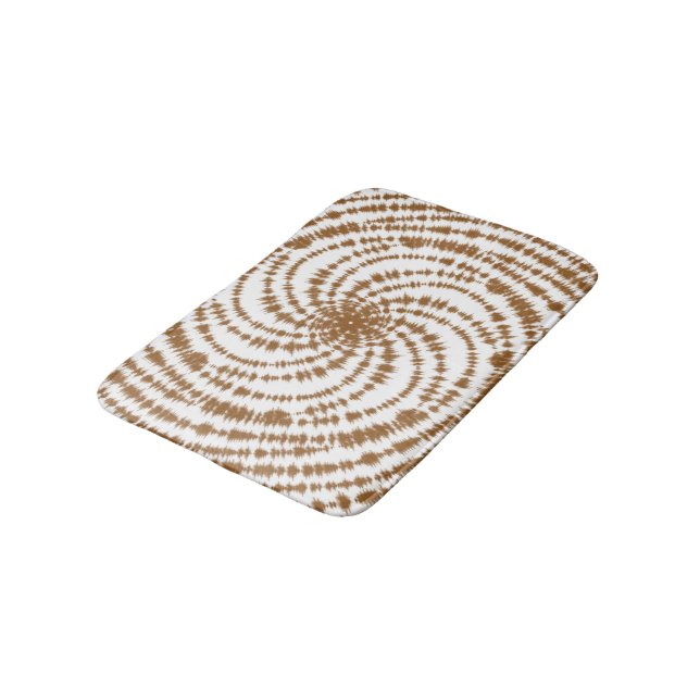 Tapis De Bain Boho Terracotta Spirale Motif Tie Dye (Angle)