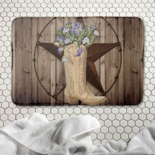 Tapis De Bain bois de grange rustique fleur sauvage étoile weste