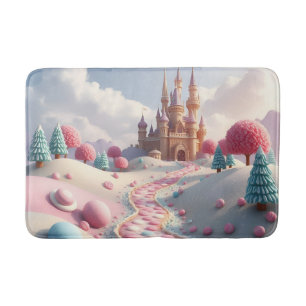 Tapis De Bain Bonbons Rose Neige Terre Fée Château