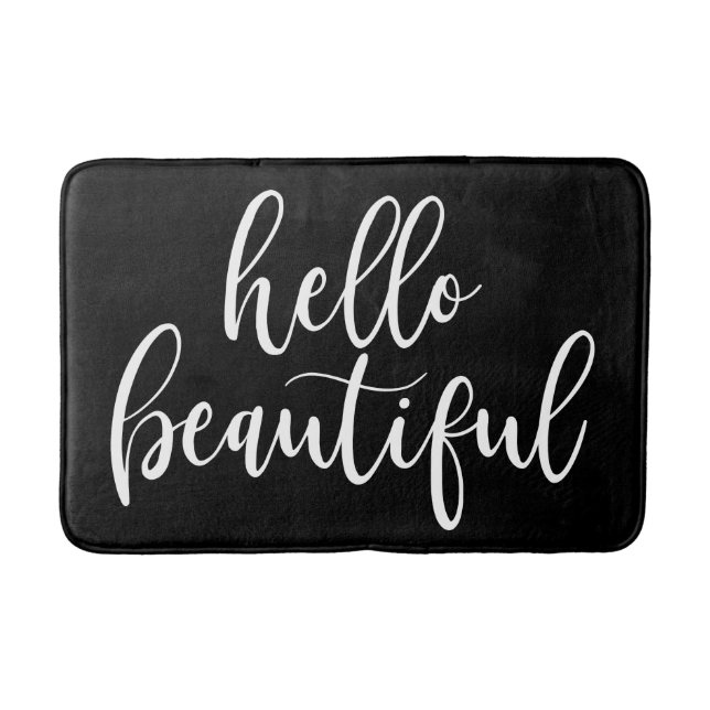 Tapis De Bain Bonjour beau manuscrit blanc (Devant)