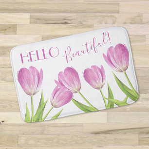 Tapis De Bain Bonjour belle jolie Tulipes rose Elégante Florale