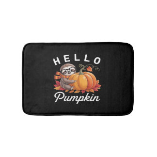 Tapis De Bain Bonjour Citrouille - Jolie Automne Sloth Feuilles